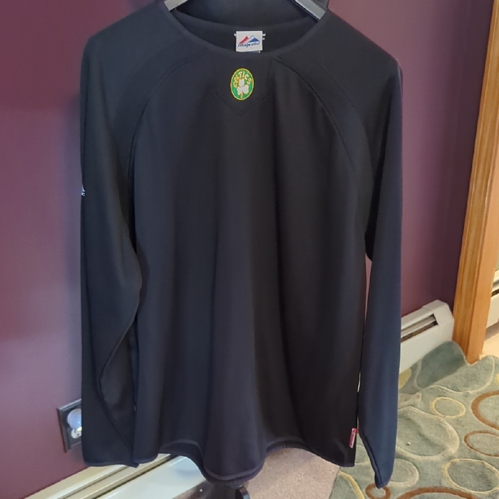 Celtics Majestic Black Crew Neck Sweatshirt
